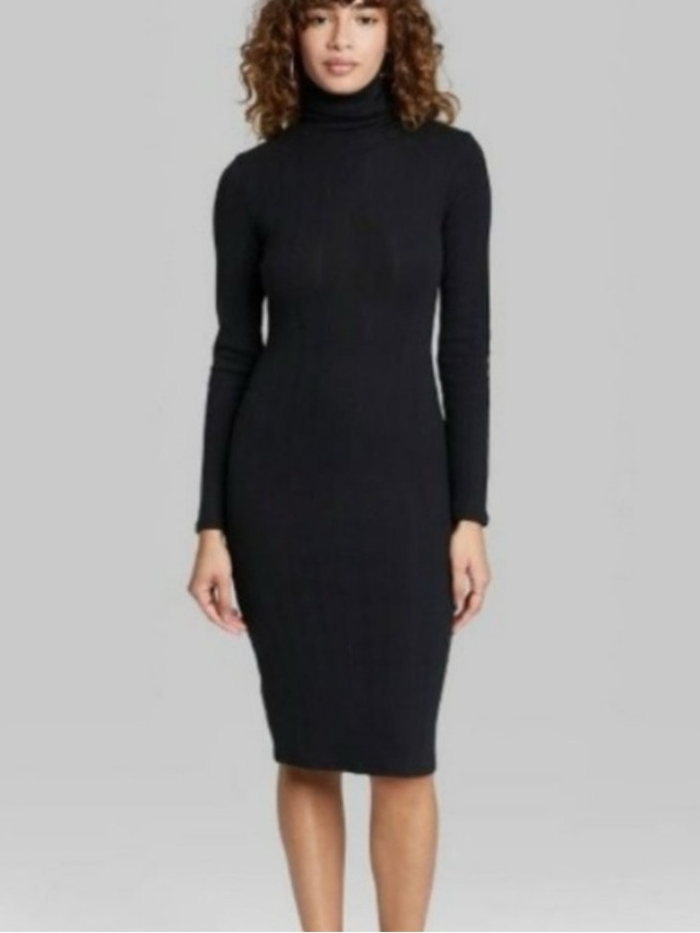Black Long Sleeve Turtleneck Dress